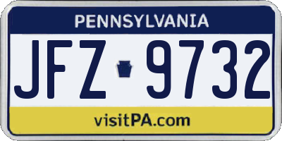 PA license plate JFZ9732