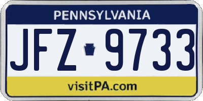 PA license plate JFZ9733