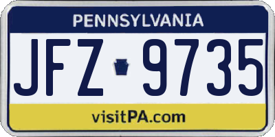 PA license plate JFZ9735