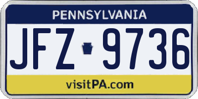 PA license plate JFZ9736