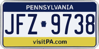 PA license plate JFZ9738