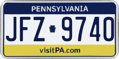 PA license plate JFZ9740
