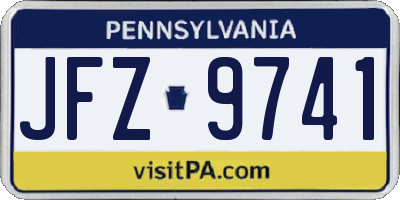 PA license plate JFZ9741