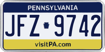 PA license plate JFZ9742