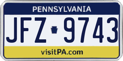 PA license plate JFZ9743