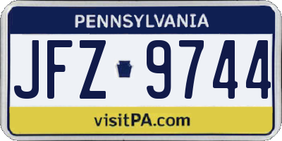 PA license plate JFZ9744