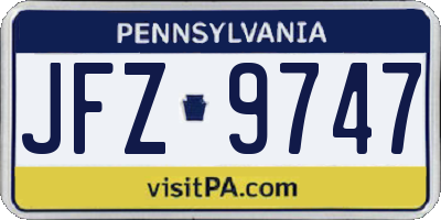PA license plate JFZ9747