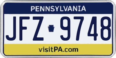 PA license plate JFZ9748