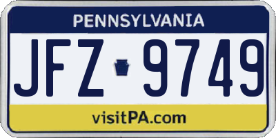 PA license plate JFZ9749
