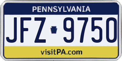 PA license plate JFZ9750