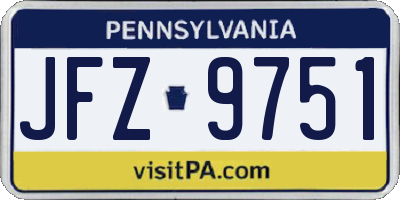 PA license plate JFZ9751