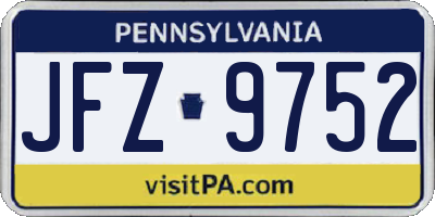 PA license plate JFZ9752