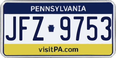 PA license plate JFZ9753