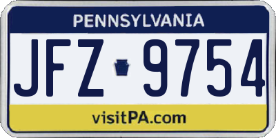 PA license plate JFZ9754