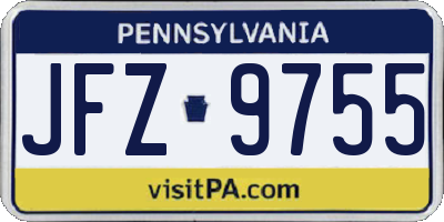 PA license plate JFZ9755