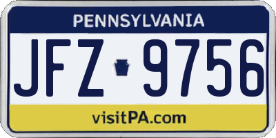 PA license plate JFZ9756