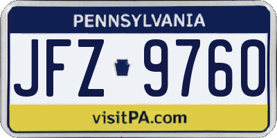 PA license plate JFZ9760