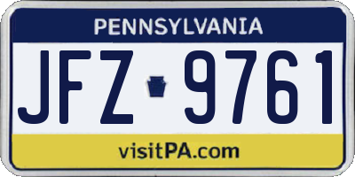 PA license plate JFZ9761