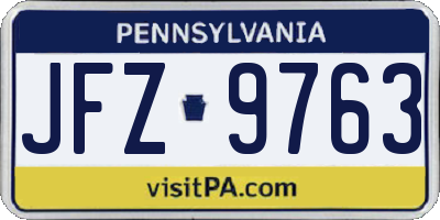 PA license plate JFZ9763