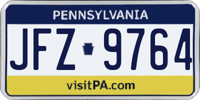PA license plate JFZ9764