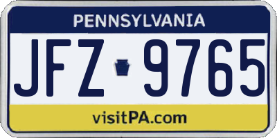 PA license plate JFZ9765
