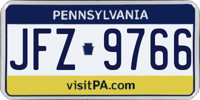 PA license plate JFZ9766