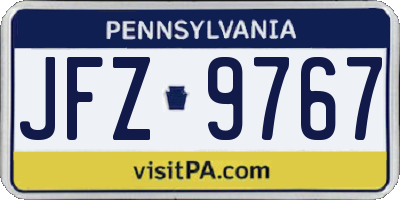 PA license plate JFZ9767