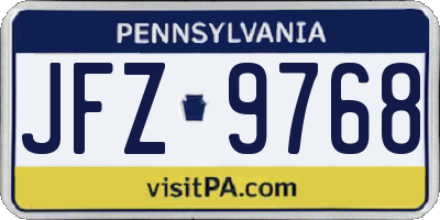 PA license plate JFZ9768