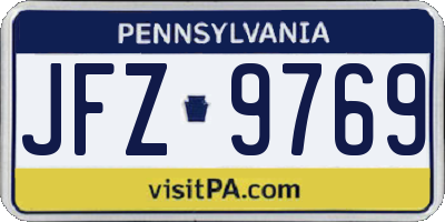 PA license plate JFZ9769