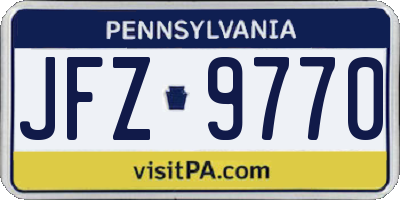 PA license plate JFZ9770