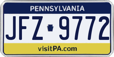 PA license plate JFZ9772