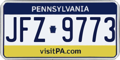 PA license plate JFZ9773