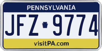 PA license plate JFZ9774