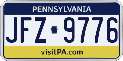 PA license plate JFZ9776