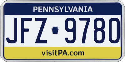 PA license plate JFZ9780
