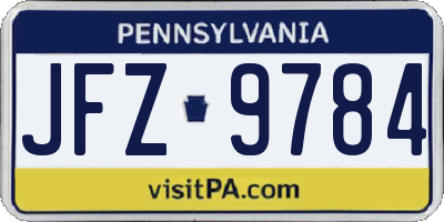 PA license plate JFZ9784
