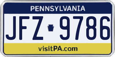 PA license plate JFZ9786