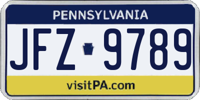 PA license plate JFZ9789