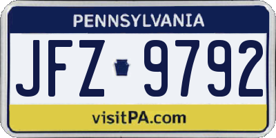 PA license plate JFZ9792