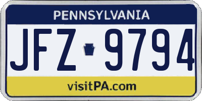 PA license plate JFZ9794