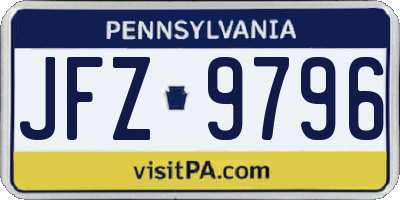 PA license plate JFZ9796