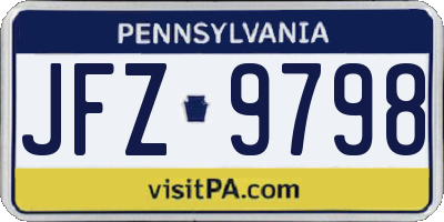 PA license plate JFZ9798