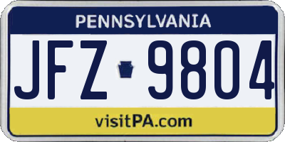 PA license plate JFZ9804