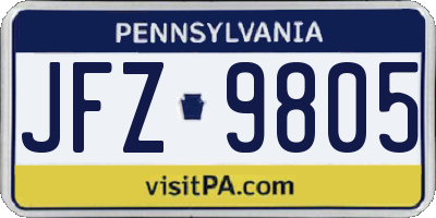 PA license plate JFZ9805