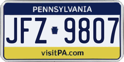 PA license plate JFZ9807