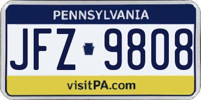 PA license plate JFZ9808