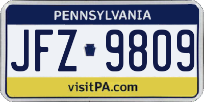 PA license plate JFZ9809