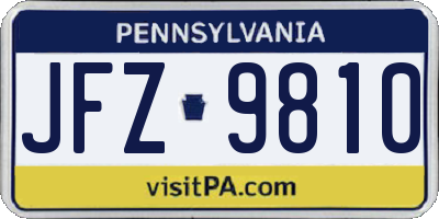 PA license plate JFZ9810