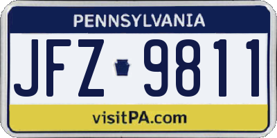PA license plate JFZ9811