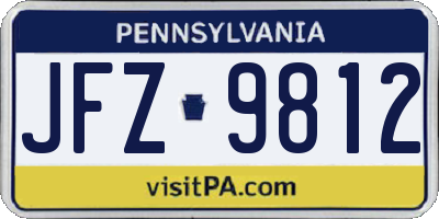 PA license plate JFZ9812